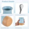 yeeplant Yerba Mate Gourd Set with Ceramic Cup, Wooden Base, Stainless Steel Straw, Elegant Blue Design, 250 ml Capacity view 4