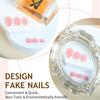 NICENEEDED 48-Piece Square Press-On Nail Set, Medium, White French Tip Fingernails and Toenails, Glossy Pink Reusable Fake Nails view 2