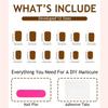 NICENEEDED 48-Piece Square Press-On Nail Set, Medium, White French Tip Fingernails and Toenails, Glossy Pink Reusable Fake Nails view 4