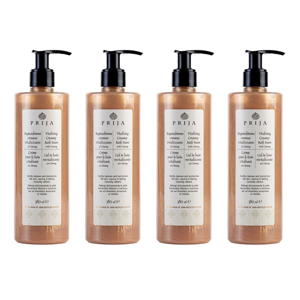Prija Vitalizing Creamy Bath Foam with Ginseng Extract, 4 x 380 ml