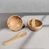 1 Set Small Bamboo Facial Mask Mixing Bowl Set, DIY Skincare Tool Kit, Wood Color F view 2