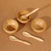 1 Set Small Bamboo Facial Mask Mixing Bowl Set, DIY Skincare Tool Kit, Wood Color F view 3