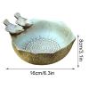 Round Frost-Resistant Bird Waterer with Bird Design, Birdbath and Feeding Bowl view 4