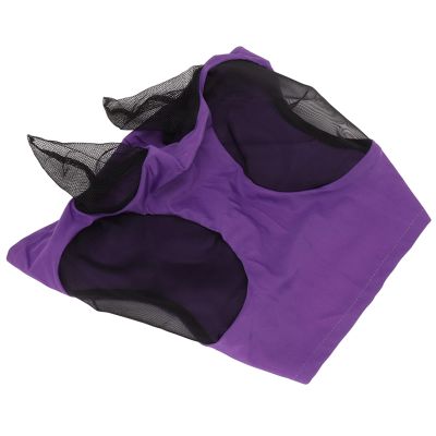 Pretfy Horse Fly Mask, Breathable Protective Mask with Ear Covers, Elastic, Purple