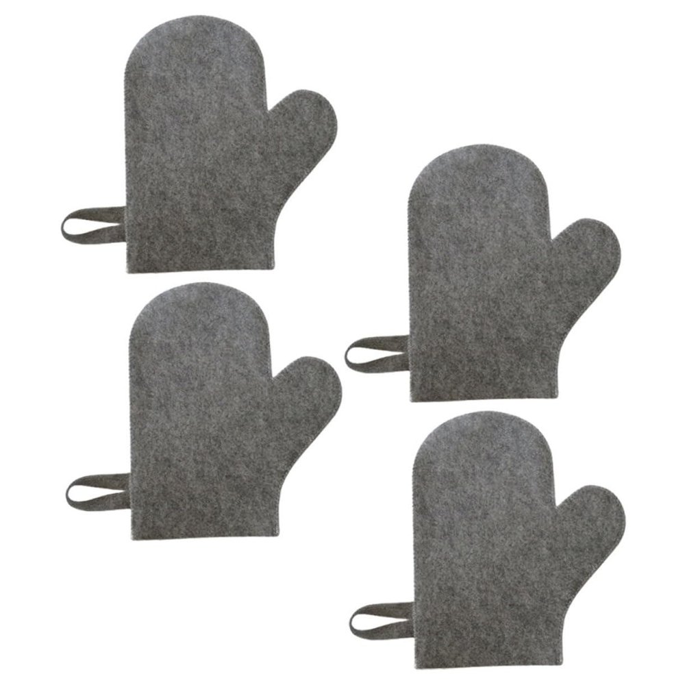 Felt Sauna Gloves, 4-Pack, Heat-Insulating with Small Hanger