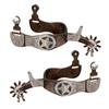 EQUSPUR Western Cowboy Spurs, 1 Pair Horse Spurs with Rowels, Antique Men's Boot Spurs with Hand-Carved Decoration view 1
