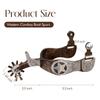 EQUSPUR Western Cowboy Spurs, 1 Pair Horse Spurs with Rowels, Antique Men's Boot Spurs with Hand-Carved Decoration view 2