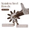 EQUSPUR Western Cowboy Spurs, 1 Pair Horse Spurs with Rowels, Antique Men's Boot Spurs with Hand-Carved Decoration view 3