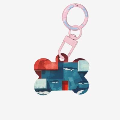 Pet ID Tags, Abstract Architecture Design, Personalized Dog and Cat Tags, Bone-Shaped Acrylic, Light Pink, Size M