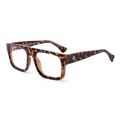OuShiun Blue Light Filter Reading Glasses, Square Frame, Light Tortoise, +2.0