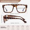 OuShiun Blue Light Filter Reading Glasses, Square Frame, Light Tortoise, +2.0 view 2