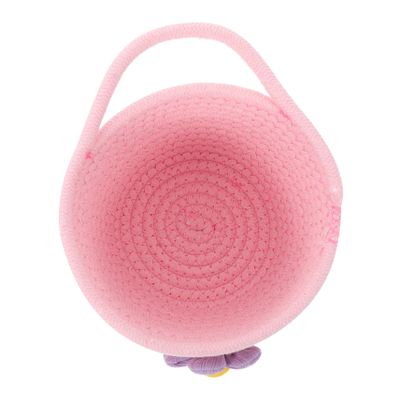 Pink Woven Cotton Rope Basket for Decorative Storage of Small Items