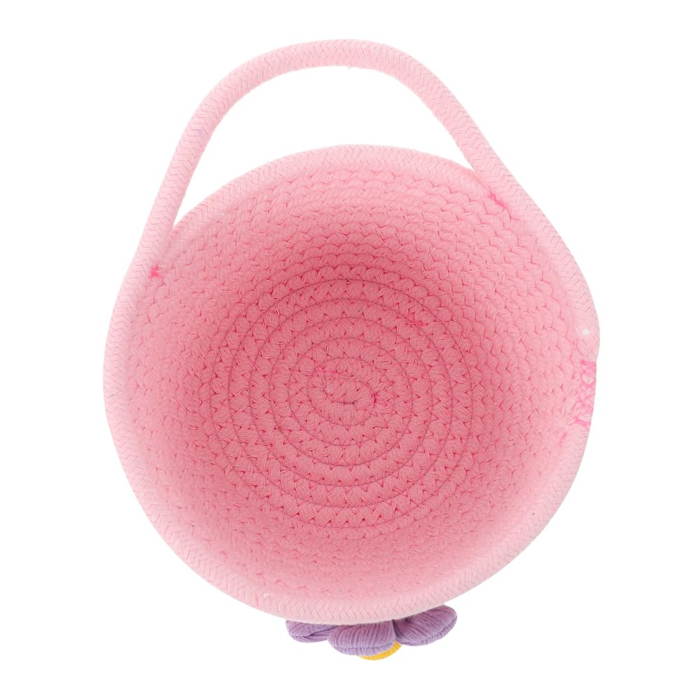 Pink Woven Cotton Rope Basket for Decorative Storage of Small Items