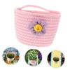 Pink Woven Cotton Rope Basket for Decorative Storage of Small Items view 2