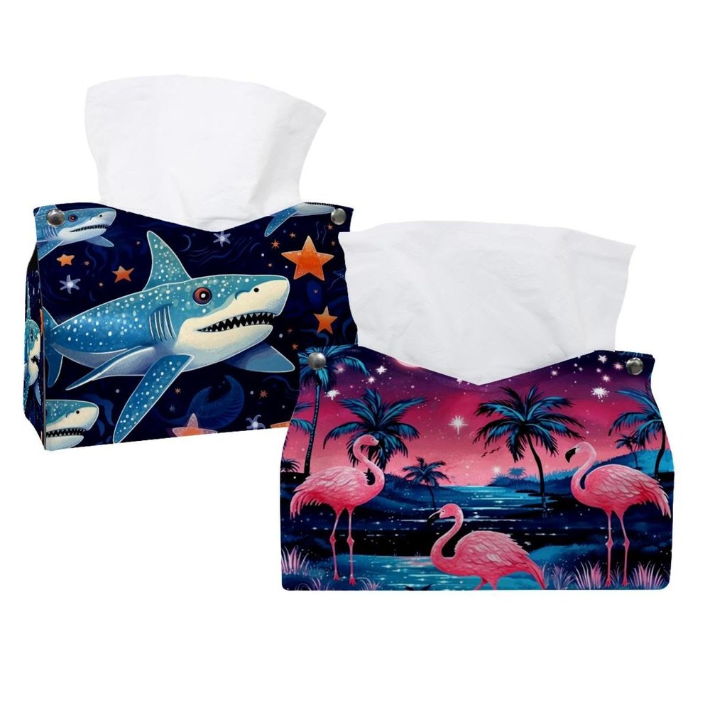 Tissue Box Cover, Decorative Tissue Holder for Bathroom, Office, Bedroom, Dresser, Vanity, Nightstand, Car and Desk, 2-Pack