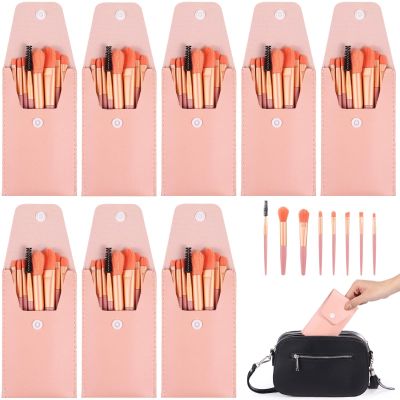 8-Piece Travel Makeup Brush Set with PU Leather Case