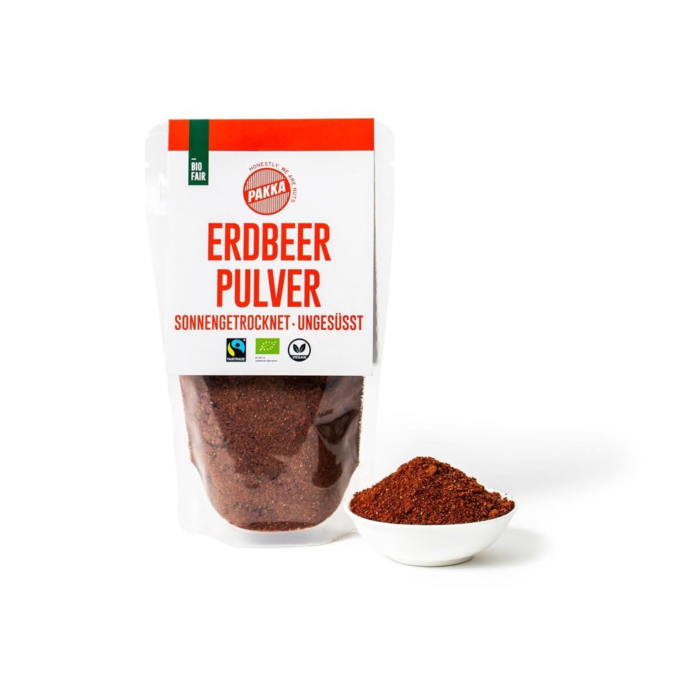PAKKA Organic Fairtrade Sun-Dried Strawberry Powder, Unsweetened, 125 g