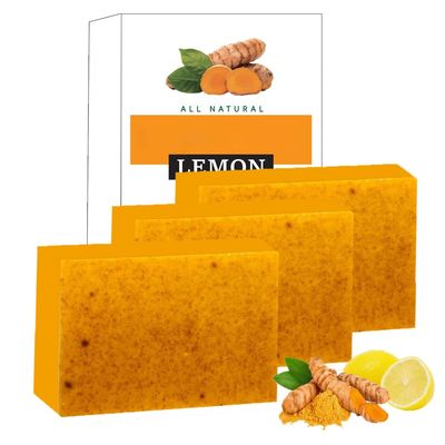 Lemon Turmeric Soap Bar for Face and Body, 3-Piece