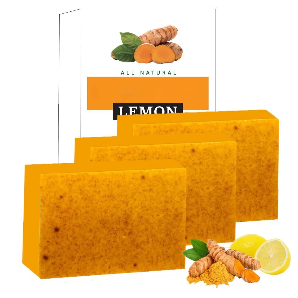 Lemon Turmeric Soap Bar for Face and Body, 3-Piece