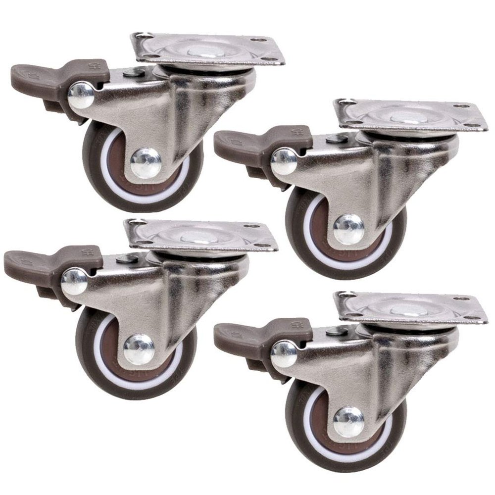SBZIOJHDR Swivel Casters, Rubber Metal Furniture Wheels, for Strollers and Plant Stands (2 in)