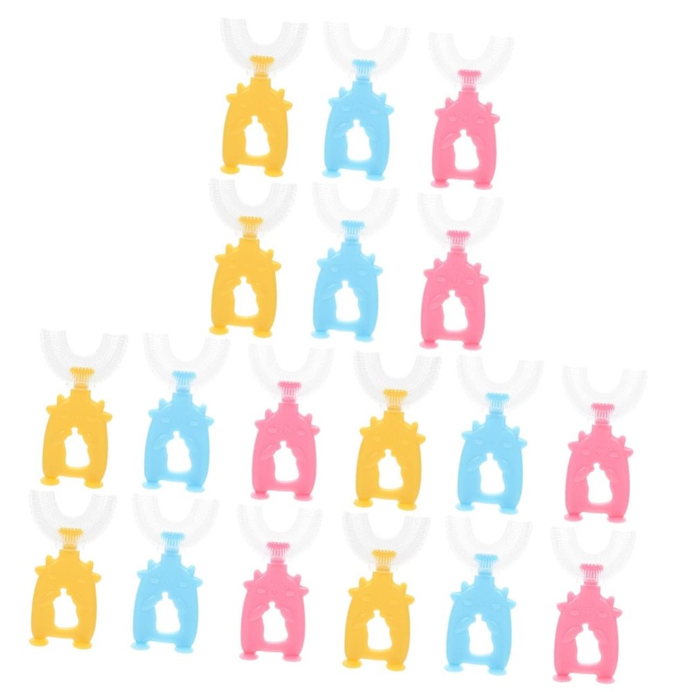 BESTYASH 18-Piece U-Shaped Silicone Toothbrush Set for Babies and Toddlers