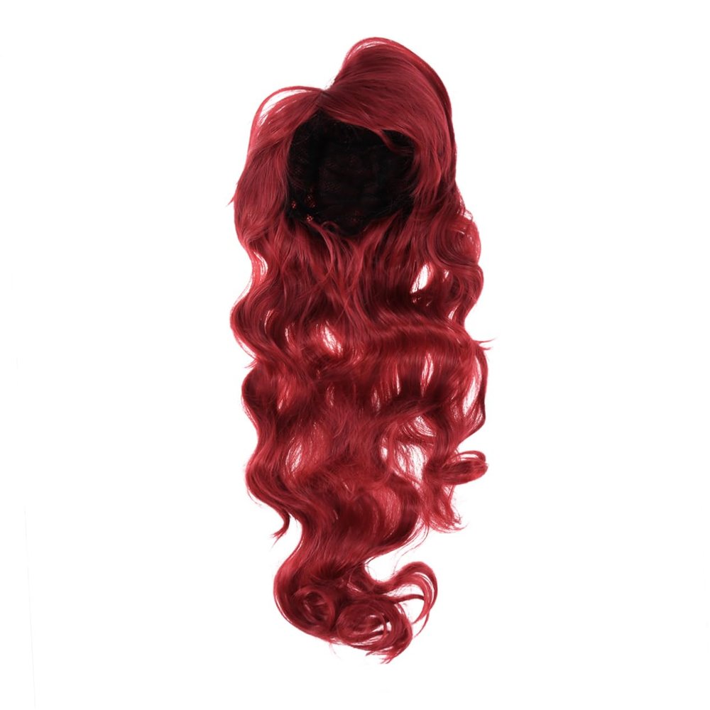 80 cm Red Anime Cosplay Wig with Bangs, Long Wavy Fiber