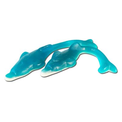 Vidal Giant Dolphin Gummy Candy, 2 kg Bag – XL 15 cm Dolphins, Intense Raspberry Flavor, Blue, Made in Spain, Gluten-Free