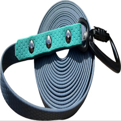 Dog Leash, Waterproof Long/Tracking Line, Petroleum Blue/Hunter Green, Custom Length, Safety Carabiner (3.00 m Without Hand Loop)