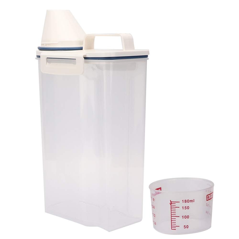 Qcwwy Sealed Pet Food Storage Container for Cats and Dogs, Double-Sealed, Easy to Measure, 2 kg Capacity, PP