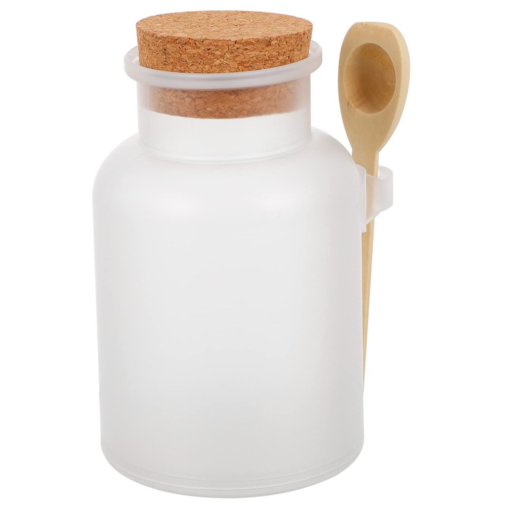 HEALEEP Empty Bottle for Bath Salts and Mask Powder with Wooden Lid, 1 pc