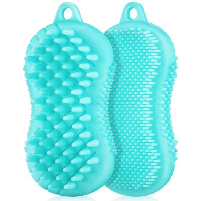 Silicone Body Brush, 2-Pack, Double-Sided for Body and Scalp