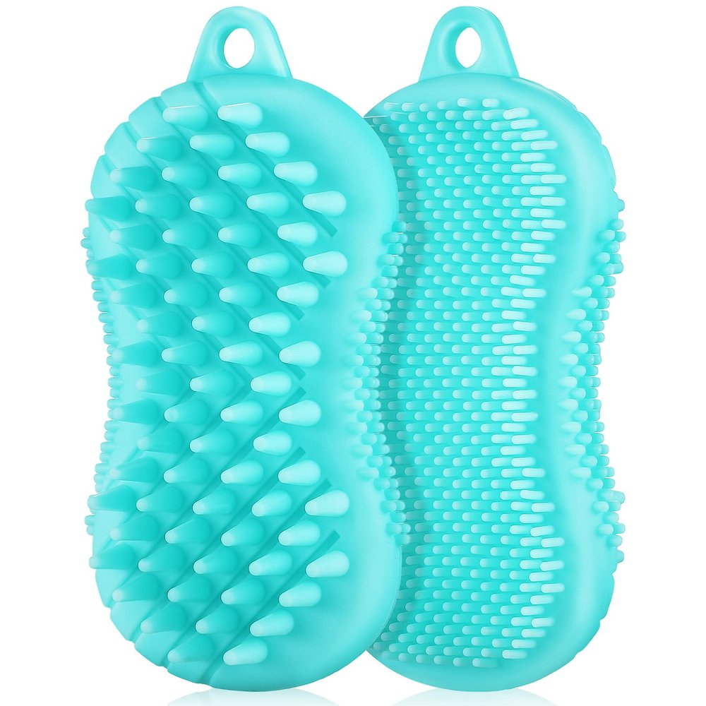 Silicone Body Brush, 2-Pack, Double-Sided for Body and Scalp