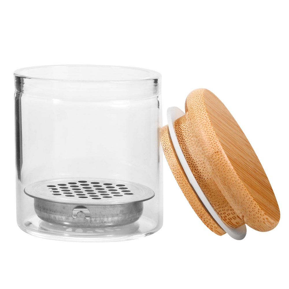 GALPADA Glass Nail Bowl with Glitter Decor, Sturdy Nail Brush Washing Cup