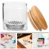 GALPADA Glass Nail Bowl with Glitter Decor, Sturdy Nail Brush Washing Cup view 3