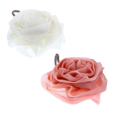 OUNONA Flower-Shaped Shower Sponges, PE Mesh, 2-Pack
