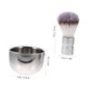 Shaving Brush Set with Stainless Steel Cup and Nylon Bristles, Silver view 2