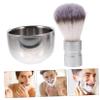 Shaving Brush Set with Stainless Steel Cup and Nylon Bristles, Silver view 4