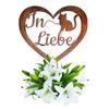 Weatherproof Heart Grave Marker for Cats, Pre-Rusted, 35 cm view 1