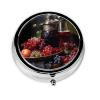 Round Medication Box with Grape and Wine Print view 1
