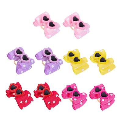 UPKOCH Dog Hair Clips with Bow Glasses Design, 10-Piece Polyester Set