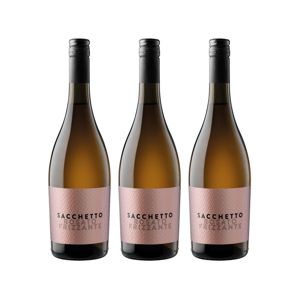 Sacchetto Rosato IGT Dry Frizzante Rosé Wine, Italy, with FeinWert eBook (3 x 0.75 L)