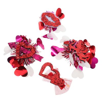 Beaupretty 4-Piece Heart-Shaped Hair Clips, Red Crocodile Clips