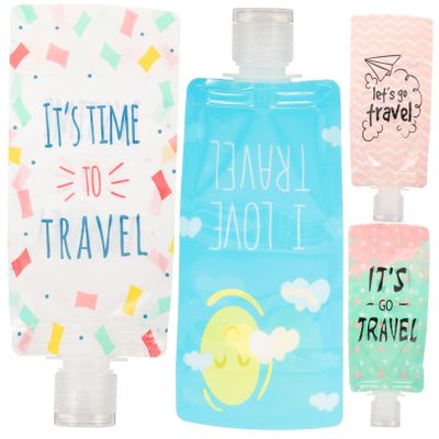 DINHEAROM 4-Pack 100 mL Leak-Resistant Refillable Travel Pouches