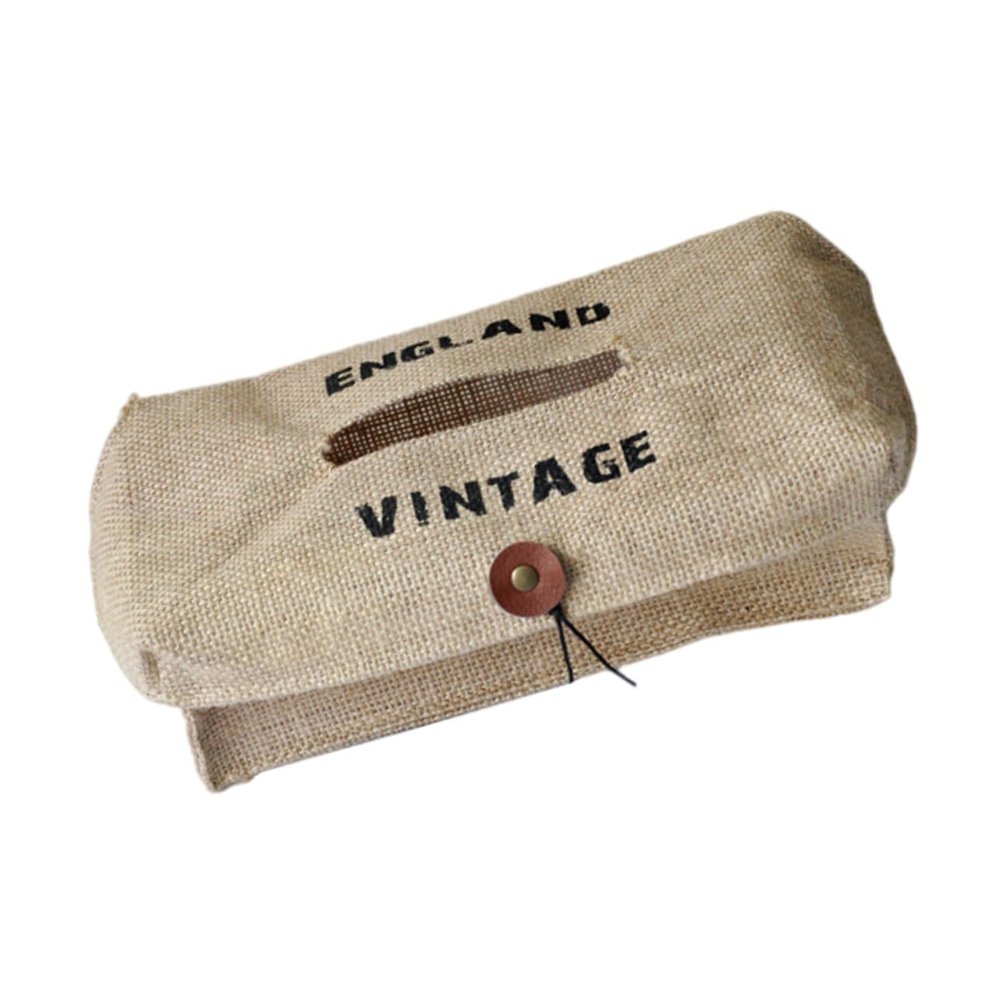 Vintage-Style Tissue Box, Jute and Leather Tabletop Dispenser