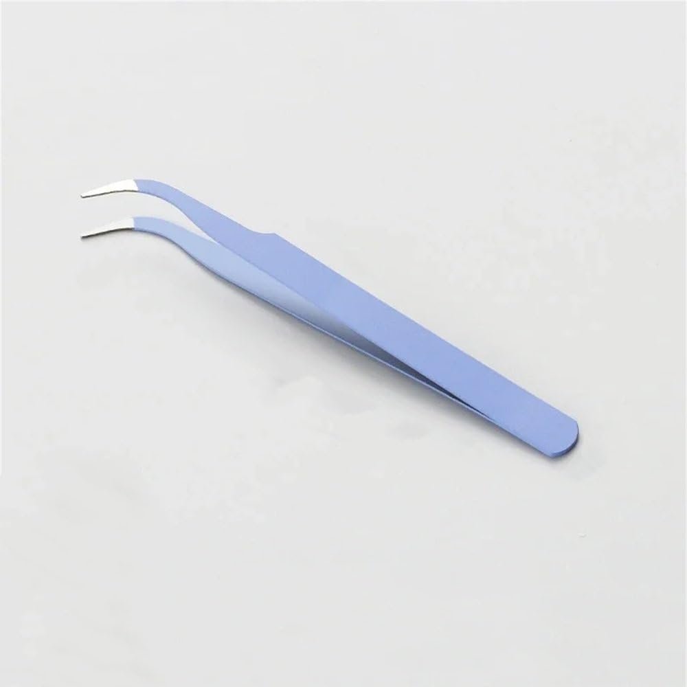 Antistatic Stainless Steel Angled Nail Tweezers, Blue, BH01