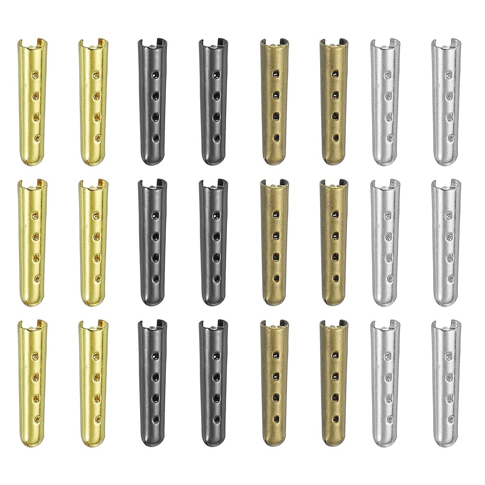 PATIKIL 24-Pc Shoelace Aglets, Silver, Black, Bronze, Gold