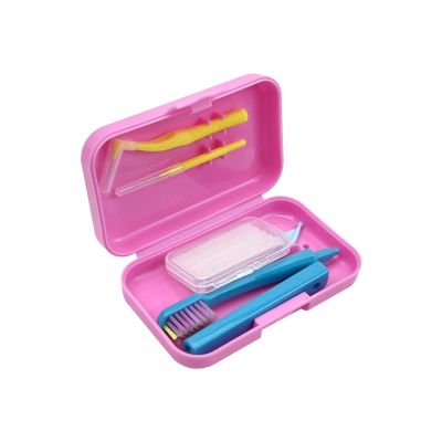 Portable Oral Care Travel Kit with Interdental Brushes, Pink