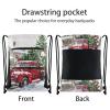 Quteprint Sport Drawstring Backpack, Winter Snowman Christmas Tree Dog, Breathable Mesh, Water-Resistant Zipper Pockets, Comfortable Rope Straps for Travel view 2