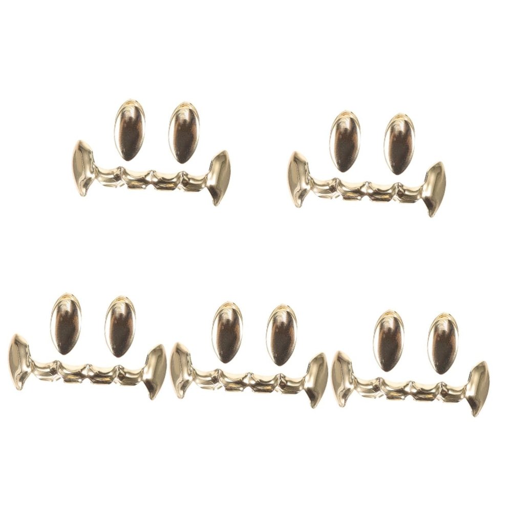 Healeved 5 Sets Hip-Hop Fake Gold Teeth and Halloween Mouth Grills for Cosplay Parties
