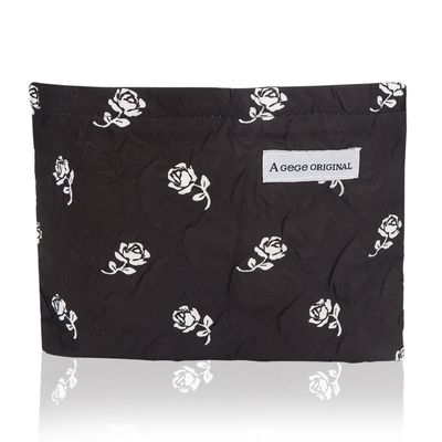 MOTIBACK Women's Cosmetic Bag, Cotton Leopard Print Makeup Bag with Zipper, Black